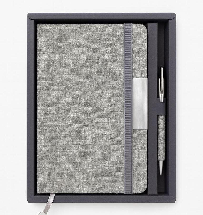 Coffret cadeau business avec carnet texturé et stylo personnalisé