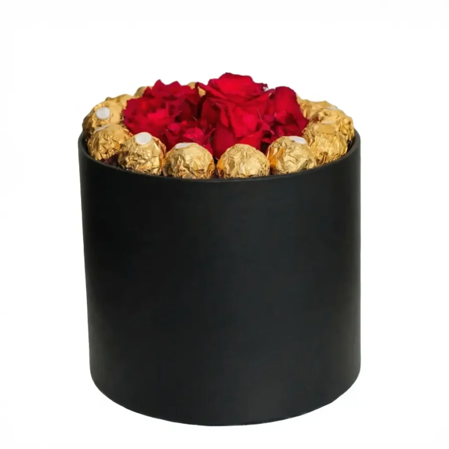 Boîte Fleurs avec Ferrero – Fleurs & Chocolat Cadeau Maroc