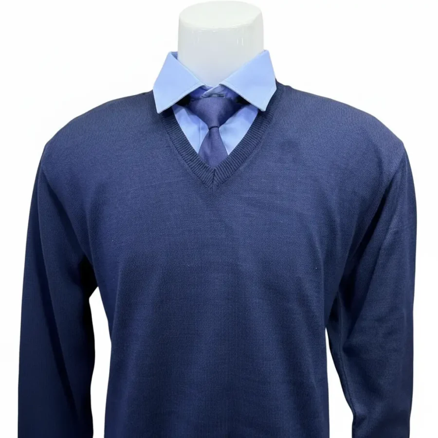 Pull Homme Bleu Marine Col V Élégant – Pull Classique Chic et Confortable