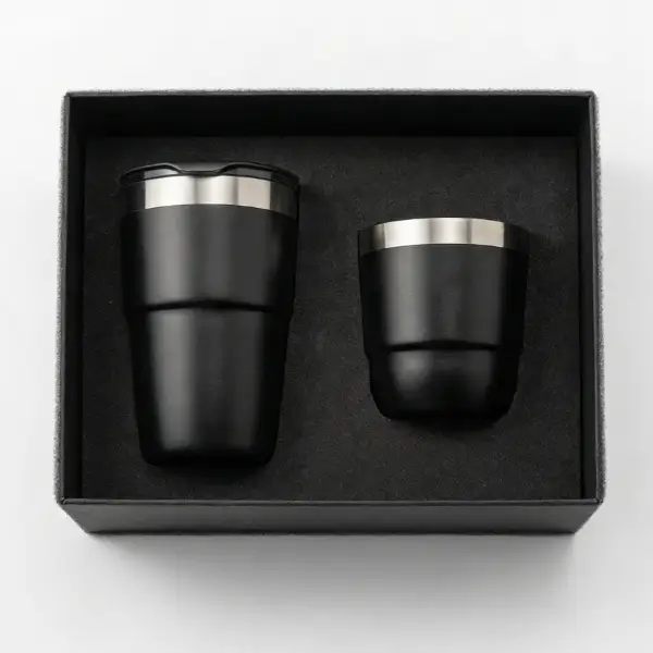 Coffret cadeau Clark – Mug isotherme & Tasse acier | Cadeau Premium