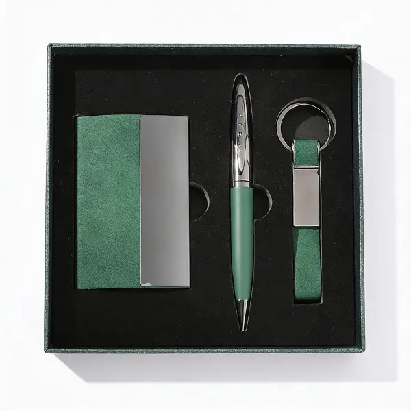 Coffret 3 pcs PU – Ensemble Stylo, Porte-Cartes, Porte-Clés
