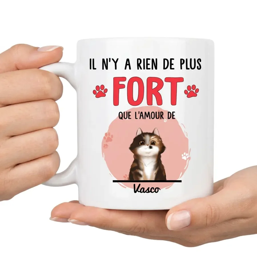 Tasse personnalisée amour maman avec illustration chat et prénom Vasco
