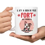 Tasse personnalisée amour maman avec illustration chien et prénom Vasco
